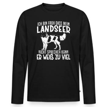 Hund Hunde Hundefreund Mein Landseer weiß zu viel - Männer Premium Bio Langarmshirt - Schwarz - Vorne - Nico (187cm)