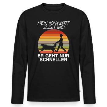 Lustiger Hunde Spruch Mein Hovawart zieht nie - Männer Premium Bio Langarmshirt - Schwarz - Vorne - Nico (187cm)