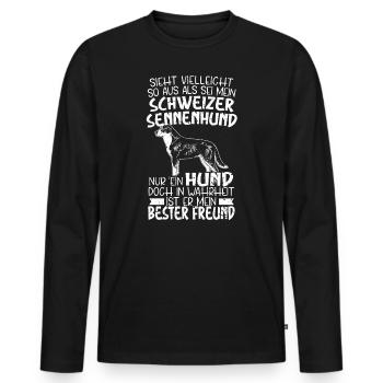 Mein Schweizer Sennenhund ist mein bester Freund - Männer Premium Bio Langarmshirt - Schwarz - Vorne - Nico (187cm)