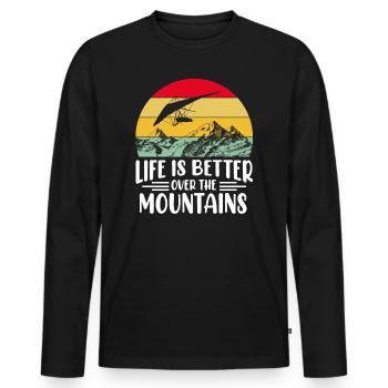 Parapente deltaplane parapente montagnes - T-shirt manches longues Premium bio Homme - noir - Devant - Nico (187cm)