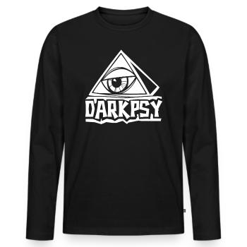 Darkpsy Psytrance Goa Psychedelic Party - Männer Premium Bio Langarmshirt - Schwarz - Vorne - Nico (187cm)