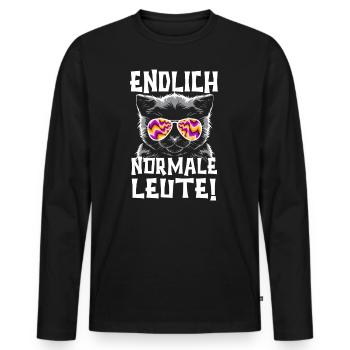Darkpsy Goa Festival Psychedelic Katze - Männer Premium Bio Langarmshirt - Schwarz - Vorne - Nico (187cm)