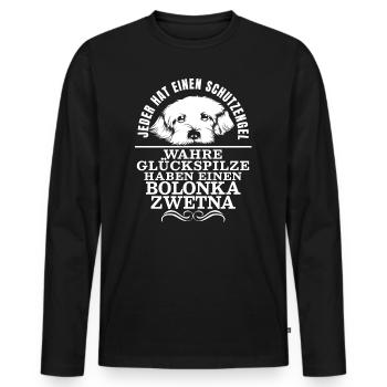 Wahre Glückspilze Haben Einen Bolonka Zwetna Hund - Männer Premium Bio Langarmshirt - Schwarz - Vorne - Nico (187cm)
