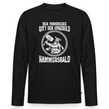 Nordische Gott der Ungeduld Hammersbald Wikinger - Männer Premium Bio Langarmshirt - Schwarz - Vorne - Nico (187cm)