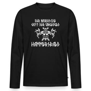 Germane Nordische Gott der Ungeduld Hammersbald - Männer Premium Bio Langarmshirt - Schwarz - Vorne - Nico (187cm)