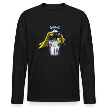 Trash Panda Waschbär Super Racoon mit Mülltonne - Männer Premium Bio Langarmshirt - Schwarz - Vorne - Nico (187cm)