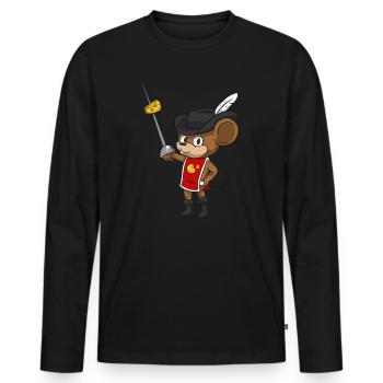 Mouse musketeer with sword - Men's Premium Organic Long Sleeve Shirt - black - Front - Nico (187cm)