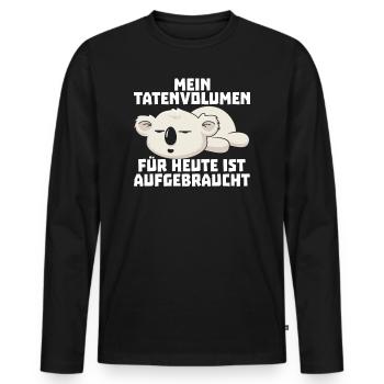 Offizielles Schlafshirt Tatenvolumen Koala Bär - Männer Premium Bio Langarmshirt - Schwarz - Vorne - Nico (187cm)