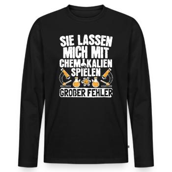 Chemie Beruf Chemikant Mit Chemikalien Spielen - Männer Premium Bio Langarmshirt - Schwarz - Vorne - Nico (187cm)