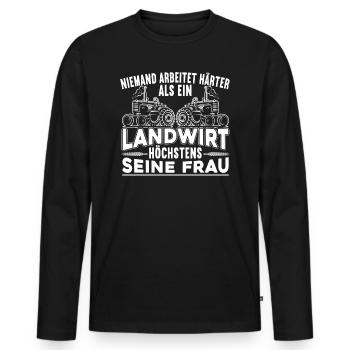 Landwirt Bauer Lustiger Spruch Landwirtschaft - Männer Premium Bio Langarmshirt - Schwarz - Vorne - Nico (187cm)