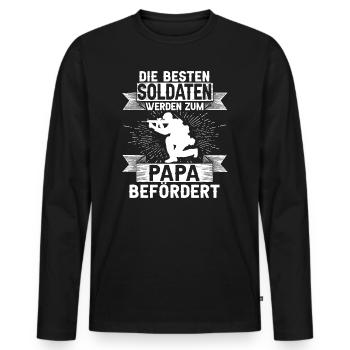 Die Besten Soldaten Werden Zum Papa Befördert - Männer Premium Bio Langarmshirt - Schwarz - Vorne - Nico (187cm)
