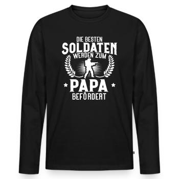 Militär Papa Soldat Berufssoldat Spruch - Männer Premium Bio Langarmshirt - Schwarz - Vorne - Nico (187cm)