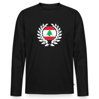 Libanon libanesisch Flagge Fahne - Männer Premium Bio Langarmshirt - Schwarz - Vorne - Nico (187cm)
