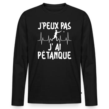 Ich Kann Nicht Ich Bin Beim Pétanque Boccia Boule - Männer Premium Bio Langarmshirt - Schwarz - Vorne - Nico (187cm)