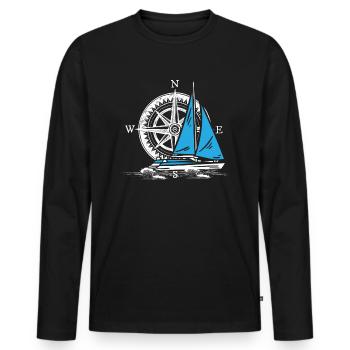 Catamaran voile double coque - T-shirt manches longues Premium bio Homme - noir - Devant - Nico (187cm)