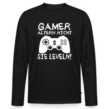 Les joueurs ne vous vieillissent pas Gaming Gaming Gambling - T-shirt manches longues Premium bio Homme - noir - Devant - Nico (187cm)