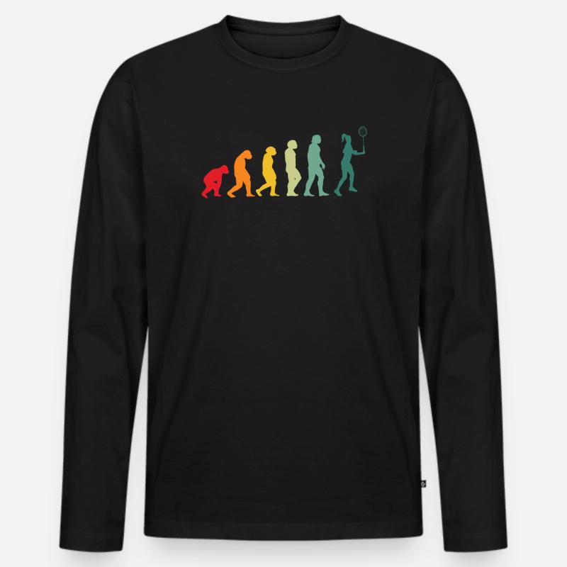 Badminton Evolution Badmintonspieler - Männer Premium Bio Langarmshirt - Schwarz