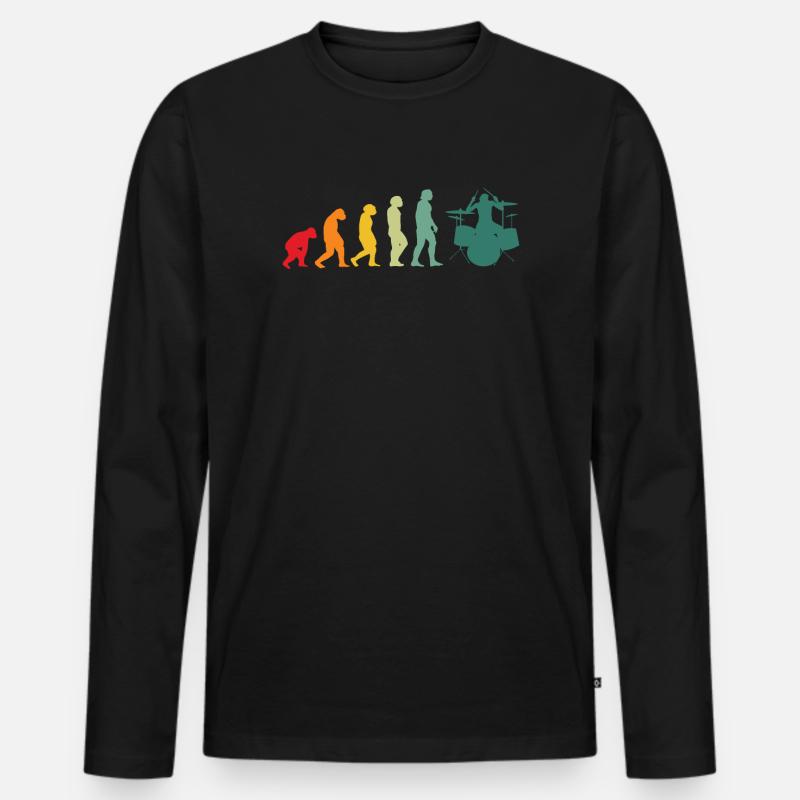 Drums evolution drummer musician - Men's Premium Organic Long Sleeve Shirt - black