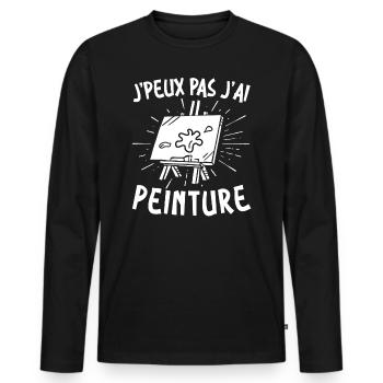 Maler Künstler Ich Kann Nicht Ich Male Ein Gemälde - Männer Premium Bio Langarmshirt - Schwarz - Vorne - Nico (187cm)