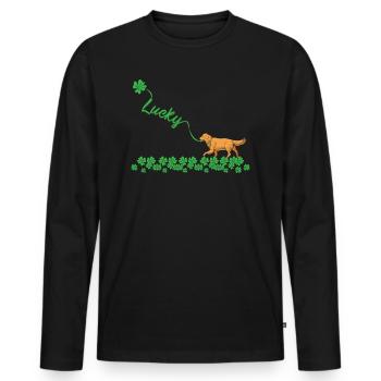Heureux Golden Retriever Dog St. Patricks Day - T-shirt manches longues Premium bio Homme - noir - Devant - Nico (187cm)