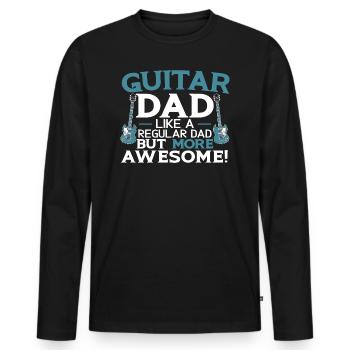 Guitar Dad Guitarist Papa musicien fête des pères - T-shirt manches longues Premium bio Homme - noir - Devant - Nico (187cm)