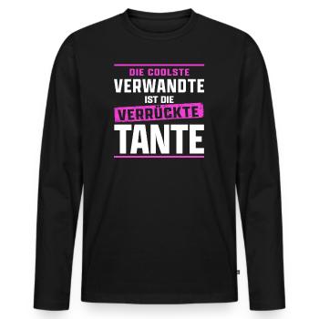 Tante Sprüche Kinder die coolste Verwandte - Männer Premium Bio Langarmshirt - Schwarz - Vorne - Nico (187cm)