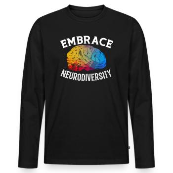 Embrace Neurodiversity ADHD Awareness Hyperfocus - Men's Premium Organic Long Sleeve Shirt - black - Front - Nico (187cm)
