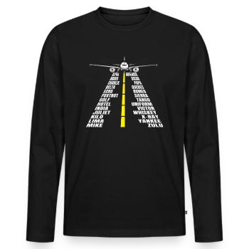Phonetisches Alphabet Flugzeug Pilot - Männer Premium Bio Langarmshirt - Schwarz - Vorne - Nico (187cm)