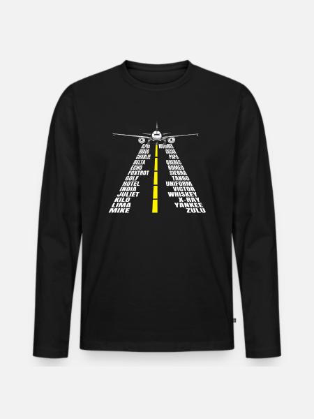 Phonetisches Alphabet Flugzeug Pilot - Männer Premium Bio Langarmshirt - Schwarz