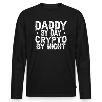 Papa Jour Crypto Dans La Nuit Trader Crypto - T-shirt manches longues Premium bio Homme - noir - Devant - Nico (187cm)