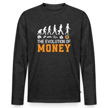 The Evolution of Money Crypto Currency Bitcoin - Men's Premium Organic Long Sleeve Shirt - heather anthracite - Front - Nico (187cm)