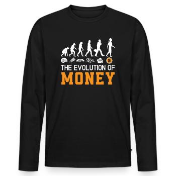 L’évolution de l’argent Crypto monnaie Bitcoin - T-shirt manches longues Premium bio Homme - noir - Devant - Nico (187cm)