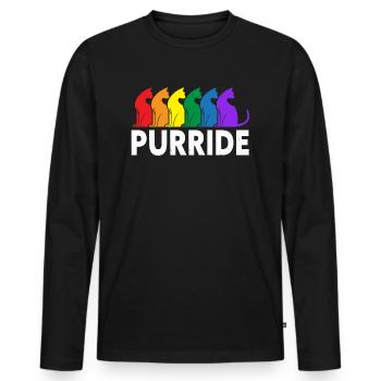 Purride Cat Lover Pride Monat Regenbogen - Männer Premium Bio Langarmshirt - Schwarz - Vorne - Nico (187cm)