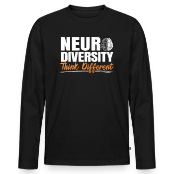 Neurodiversité Penser Autrement - T-shirt manches longues Premium bio Homme - noir - Devant - Nico (187cm)