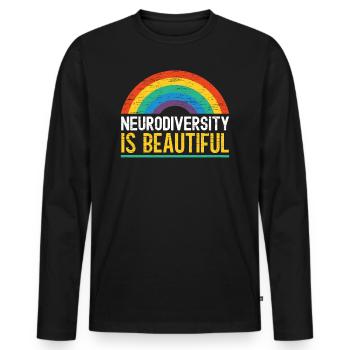 Neurodiversität Ist Wunderschön Regenbogen - Männer Premium Bio Langarmshirt - Schwarz - Vorne - Nico (187cm)