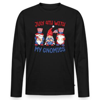 4 juillet Avec Mes gnomes 4 juillet Jardinage - T-shirt manches longues Premium bio Homme - noir - Devant - Nico (187cm)