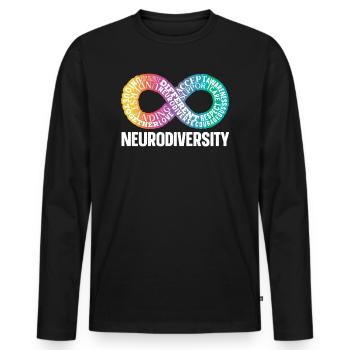 Neurodiversité Arc-en-ciel Infini - T-shirt manches longues Premium bio Homme - noir - Devant - Nico (187cm)