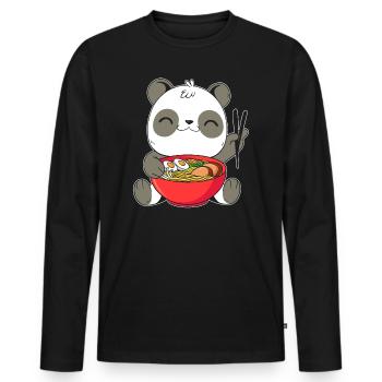 Kawaii Panda Ramen Esser Japanische Nudelsuppe - Männer Premium Bio Langarmshirt - Schwarz - Vorne - Nico (187cm)