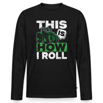 Donc, je roule tracteur agriculteur agriculteur - T-shirt manches longues Premium bio Homme - noir - Devant - Nico (187cm)