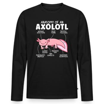 Anatomie d’un poisson migrateur mexicain Axolotl - T-shirt manches longues Premium bio Homme - noir - Devant - Nico (187cm)