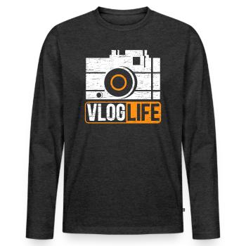 Vlog Life Vlogger Camera Social Media - Men's Premium Organic Long Sleeve Shirt - heather anthracite - Front - Nico (187cm)