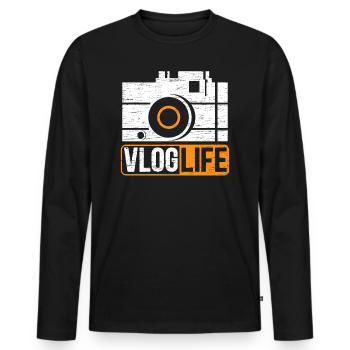 Vlog Life Vlogger Camera Social Media - Men's Premium Organic Long Sleeve Shirt - black - Front - Nico (187cm)