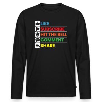 Like Subscribe Hit The Bell Comment Share Streamer - T-shirt manches longues Premium bio Homme - noir - Devant - Nico (187cm)