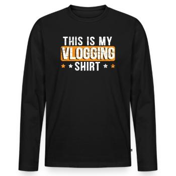 This Is My Vlogging Shirt Vlogger Social Media - Men's Premium Organic Long Sleeve Shirt - black - Front - Nico (187cm)