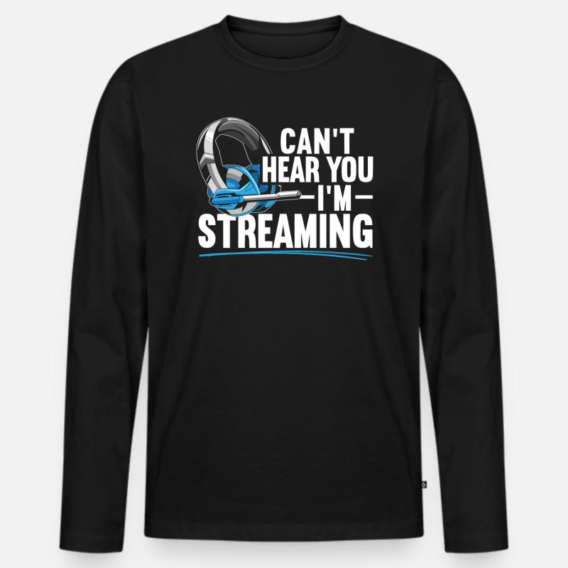 Ich Kann Dich Nicht Hören Ich Streame Streaming - Männer Premium Bio Langarmshirt - Schwarz