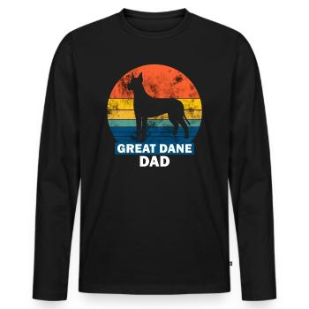 Great Dane Dad Mastiff Silhouette Retro Circle Grunge - Men's Premium Organic Long Sleeve Shirt - black - Front - Nico (187cm)