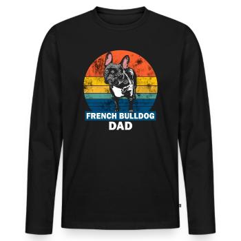 French Bulldog Dad Retro Grunge - T-shirt manches longues Premium bio Homme - noir - Devant - Nico (187cm)