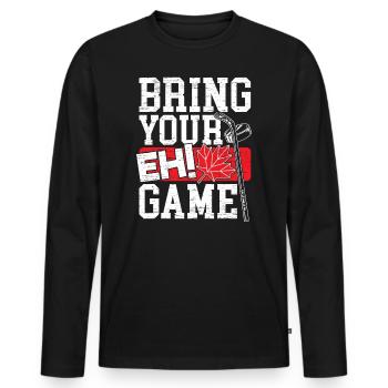 Bringen Sie Ihr EH-Spiel Mit Kanada Eishockey - Männer Premium Bio Langarmshirt - Schwarz - Vorne - Nico (187cm)