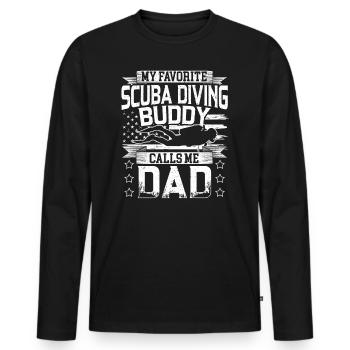 Mon compagnon de plongée préféré Appelle-moi Papa Plongeur - T-shirt manches longues Premium bio Homme - noir - Devant - Nico (187cm)
