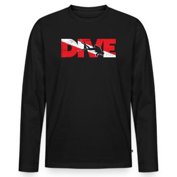 Diving flag diver diving - Men's Premium Organic Long Sleeve Shirt - black - Front - Nico (187cm)